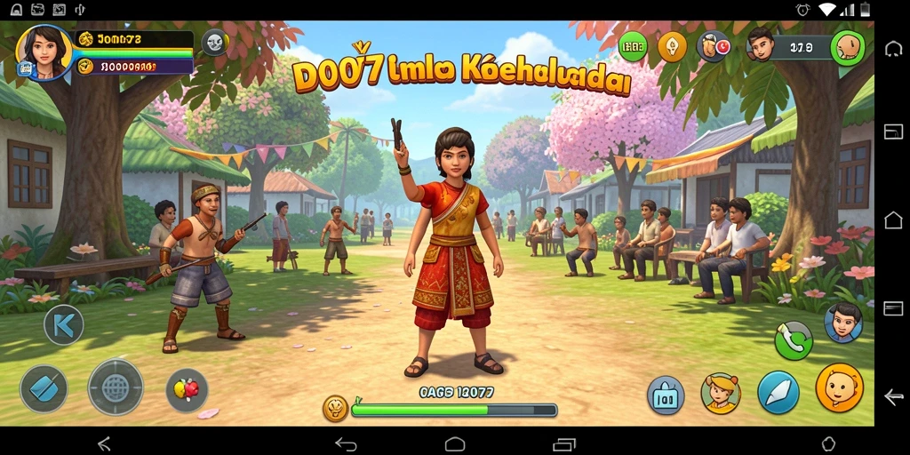 Screenshot gameplay C0077 menampilkan karakter menjalani kehidupan sehari-hari.