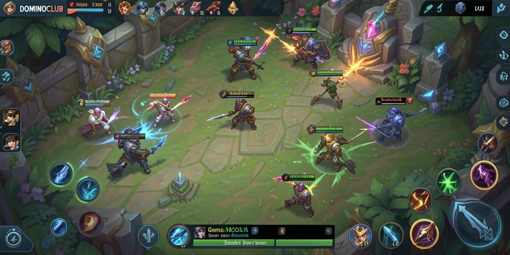 Tangkapan layar dari gameplay seru DOMINOCLUB yang menampilkan pertarungan tim.