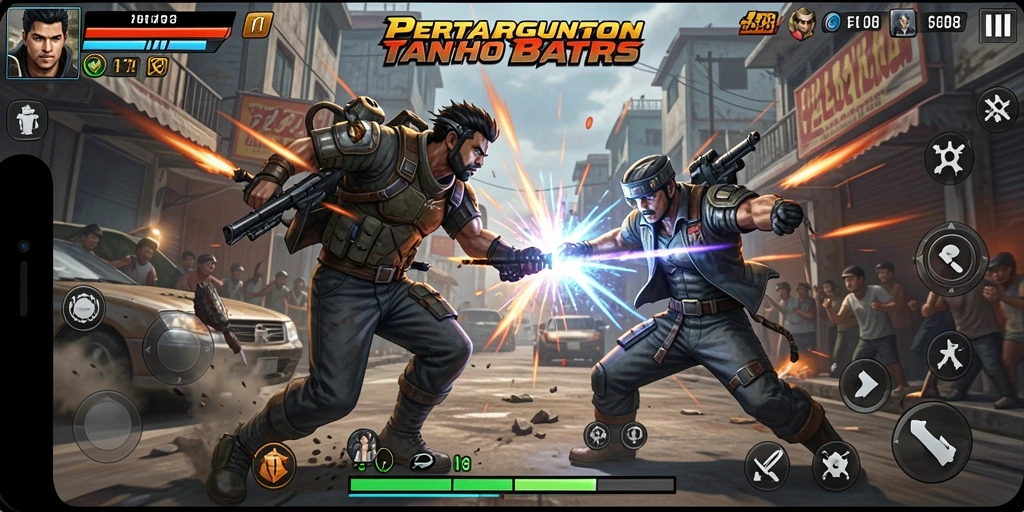 Tampilan aksi seru dalam gameplay F08 yang menegangkan.