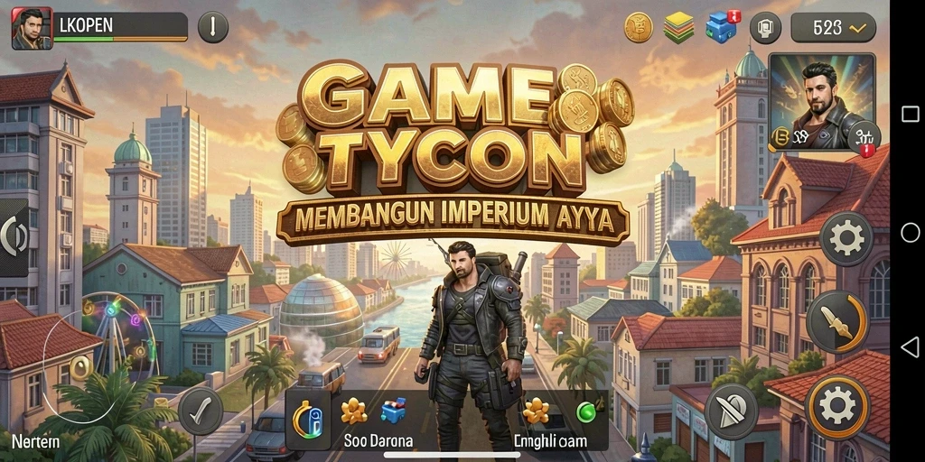 Tampilan gameplay menarik dari <strong>LKOPEN</strong> yang menunjukkan pembangunan bisnis.