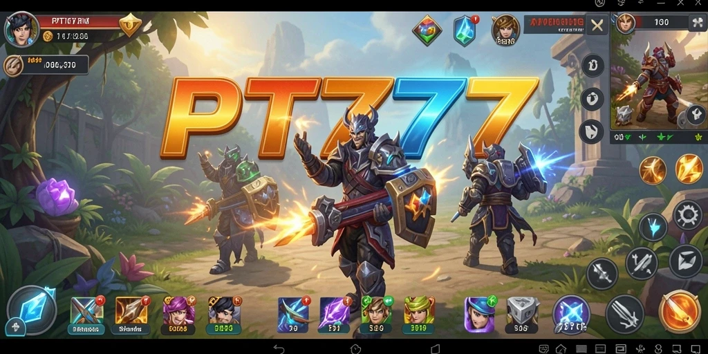 Screenshot PT777 menampilkan susunan strategi dinamis dalam SLG.