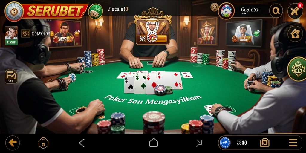 Tampilan gameplay poker yang seru dan menarik di SERUBET.