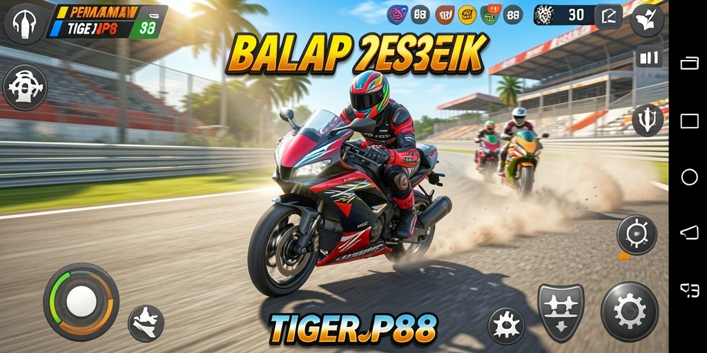 Tampilan permainan balap motor yang mendebarkan di TIGERJP88.
